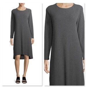 Eileen Fisher Ribbed long sleeve wool midi dress